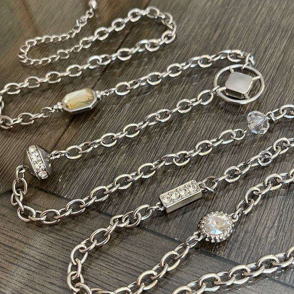 Chico’s Silver-tone Long Chain Station Necklace with Gems - Picture 14 of 14